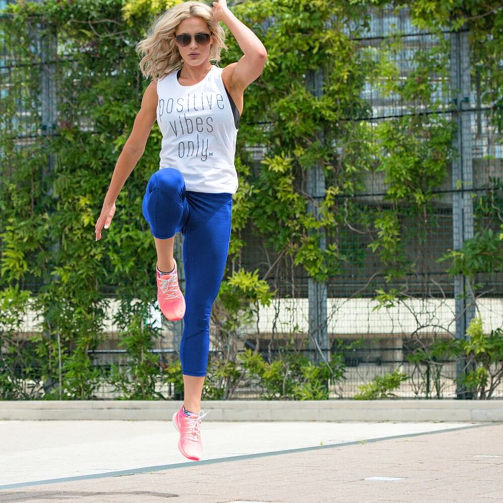 Muscle Club Fitness Apparel New Gym Leggings High waist Royal Blue sz Small NWOT